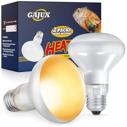 Reptile Heat Lamp 2 Pack, 75W Heat Lamp Bulbs for Reptiles, Amphibians Basking Heat Lamp Bulbs, UVA Daylight Basking Light for Reptiles, Bearded Dragon, Lizard, Turtle, Chicken