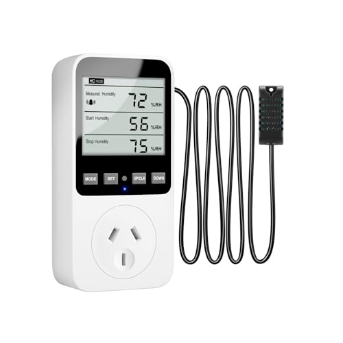 Temperature and Humidity Controller Plug in, Thermostat Controlled Outlet for Humidifier | Temperature Humidity Alarms | Digital Humidistat Controller Switch for Mushroom, Greenhouse, Reptile
