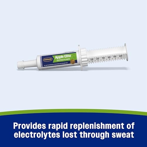 Farnam Apple Elite Electrolyte Paste Supplement for Horses, 60 cc Syringe, Replaces Vital Minerals, Hydration Electrolytes for Horses, No Added Sugar, Digestion Support, Muscle Function & Recovery