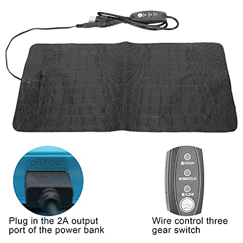 Reptile Heating Pad, USB Reptile Heat Pad with 3 Level Adjustable Thermostat Antiscratch Terrarium Heating Mat Under Tank Heater Terrarium Warmer for Tortoise Lizard (Large Size) - size: Large Size