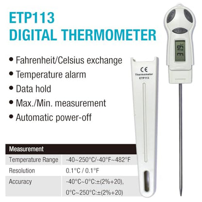 allsun Digital Meat Thermometer with Stainless Steel Probe, High Precision °C/°F Cooking Thermometer for Kitchen, Food & Home Use