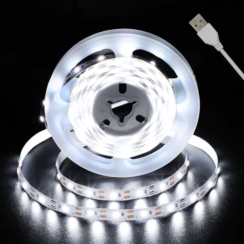 echosari Strip Lights USB 5V, 9.8Ft 180 LED Strip Lights 2835 SMD Super Bright with Self-Adhesive DIY for Cabinet Photo Frames Desks Monitor Shelves Decor (Cool White) - color: Cool White