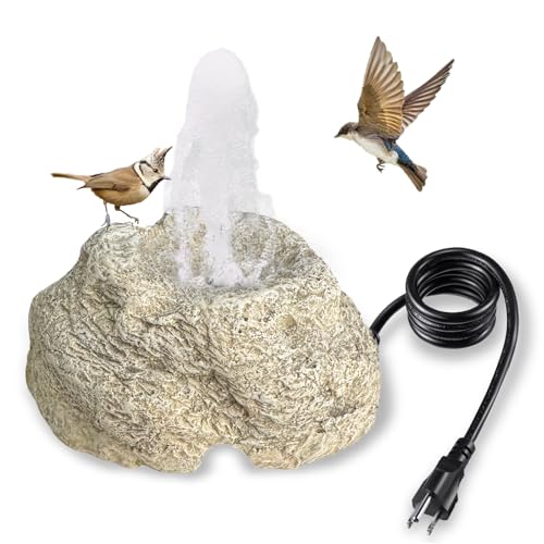SAC SMARTEN ARTS Fountain for Bird Baths for Bird Bath Fountain with 7.5W Water Pump Resin Granite Rock Water Feature for Garden Patio Lawn Hummingbird Birdbath Fish Tank and Aquariums