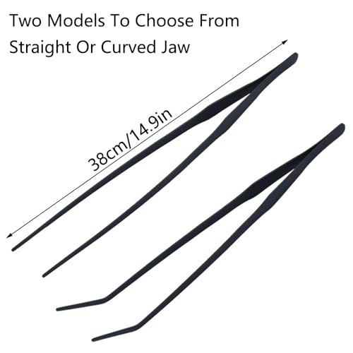 TopHomer Aquarium Tweezers Extra Long 15 inches Feeding Tool Stainless Steels Feeding Tongs for Aquarium Reptile, Plant, Snakes, Lizards, Coral Feeder(Curved Jaw) - size: Curved Jaw