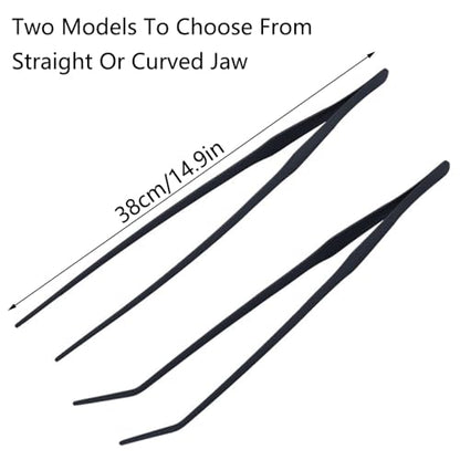 TopHomer Aquarium Tweezers Extra Long 15 inches Feeding Tool Stainless Steels Feeding Tongs for Aquarium Reptile, Plant, Snakes, Lizards, Coral Feeder(Straight Jaw) - size: Straight Jaw