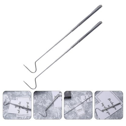 PRETYZOOM 2pcs Stainless Steel Telescoping Snake Hooks 71cm Extendable Reptile Catching Tools for Handling Snakes and Reptiles