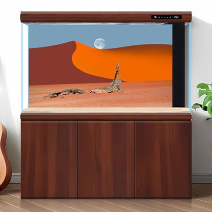 Desert Reptile Tank Background Majestic Desert View Terrarium Background Dead Trees Desert Sand Dune Full Moon Reptile Habitat Background Gobi Desert Aquarium Background Fish Tank Background 72x24in - size: 72(W)x24(H)inches/ 180(W)*60cm(H)