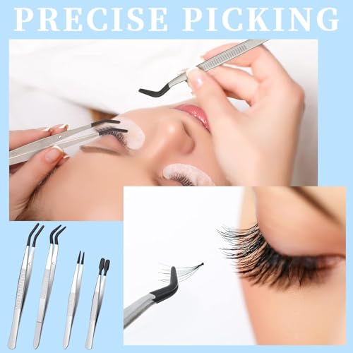 4 Pcs Rubber Tipped Tweezers For Crafting | Plastic Tweezers, PVC Coated, Soft Rubber Tip, Non Marring, For Crafts Stamps Beads Jewelry