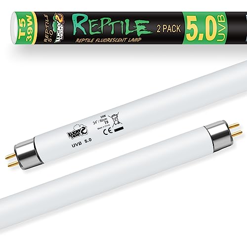 LUCKY HERP 2 Pack T5 UVB 5.0 Reptile Light 39W, UVA UVB Fluorescent Lamp Tube, UVB Lighting Bulb for Turtles, Chameleon, Tortoises, Lizard - color: 39w - 34" Uvb 5.0, size: T5 UVB 5.0