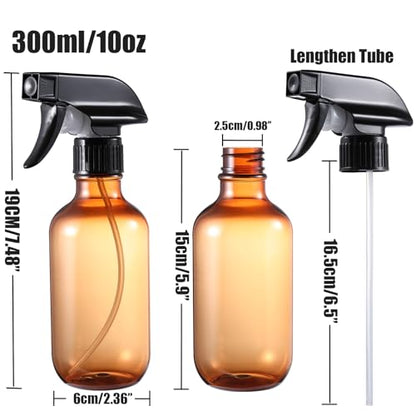 Spray Bottles 2 Pack 10 oz Refillable Plastic Squirt Bottle for Liquid | Fine Mist Water Spray Bottle with Adjustable Stream Nozzle BPA-free Spray Bottle for Hair, Plant, Cleaning, Pet Training - color: 2 Amber