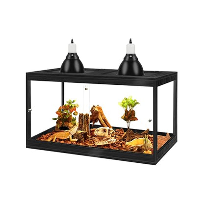 PROLEE Reptile Tank, 31 Gallon Beard Dragon Tank, Tempered Glass Reptile Encloure and Snake Tank with Locking Design for Lizard,Gecko,Chameleon (24"X15.5"X15.5",Black) - color: Black, size: 31 Gallon (24x15.5x15.5 Inch)