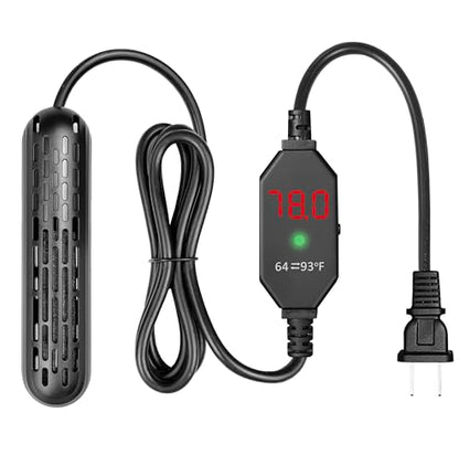 YukiHalu Aquarium Heater 25/50/100/150W with Protective Cover, Mini Fish Tank Heater with External Controller, Temperature Adjustable, Digital Display, Used for 5/10/20/30 Gallons (50W-10Gallon) - size: 50W-10Gallon