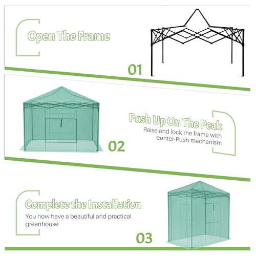 Greesum 6x4 FT Portable Small Greenhouse with PE Cover, Zippered Door and 2 Roll-up Windows, Easy Assemble(Green) - style: 6X4 FT