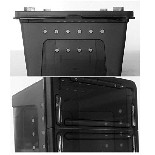 OMEM Portable Reptile Terrarium Habitat for Mini Pet Houses Breathable Holes Stackable Container (Black-L) - size: 1PCS-Black-L