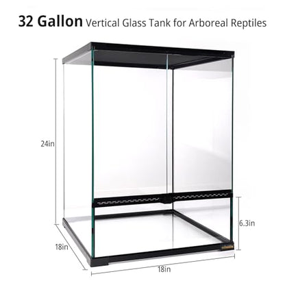 30 Gallon Tall Reptile Glass Tank Terrarium 18"x18"x24" Large Habitat Enclosure for Gecko,Lizard,Chameleon,Frog,Snake,No Install Needed and Come with Tank Background - size: 18*18*24inch