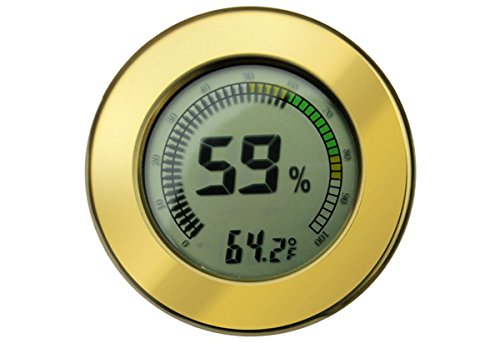 Prestige Import Group - 2.5" Digital Mountable Hygrometer w/Calibration for Cigar Humidors - Color: Gold - color: Gold