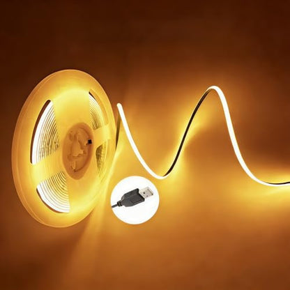 Ultra-Narrow 3mm USB COB LED Strip Lights Self-Adhesive, for Kitchen Cabinets, Bedroom, Gaming Desk (3000k Warm White, 4ft) - color: 3000k Warm white, size: 4ft