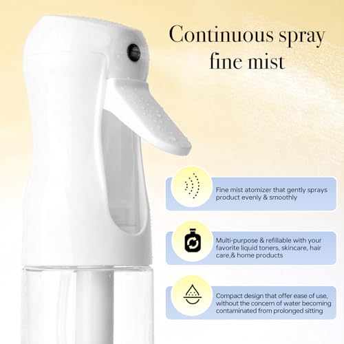 3Pcs Continuous Spray Bottles For Hair,Ultra Fine Mister for Hair Styling, Plants, Cleaning, Salon, Misting & Skin Care (200ml Clear*3) - color: 200ml Clear*3