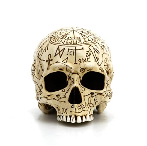 Veronese Design 5 1/4" Mystic Sigils Ritual Skull Resin Sculpture Hand Painted Realistic Finish