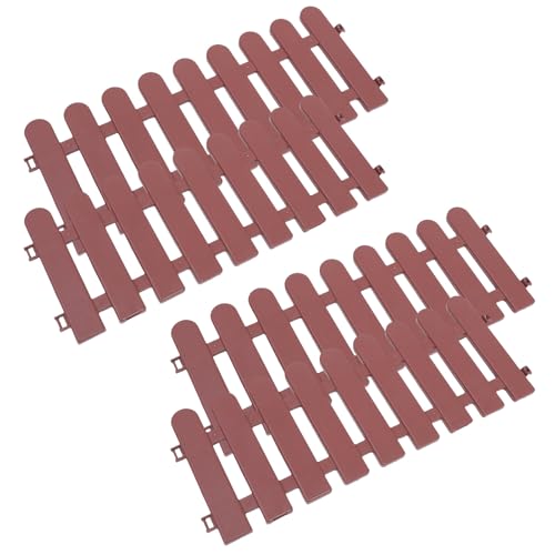 VILLCASE 4pcs Outdoor Tortoise Enclosure Fence Plastic Animal Playpen Barrier 50x20cm Brown Mini Garden Picket Fence for Small Reptiles and Pets Outdoor Grazing