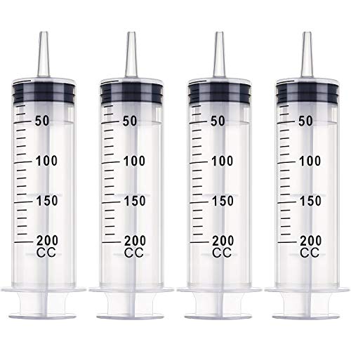 Frienda 4 Packs Large Plastic Syringe Measuring Syringe Tools Dispensing Multiple Uses (200 ml) - size: 200 ml