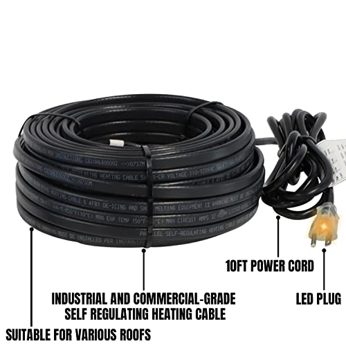 HEATIT PLSR1 12-feet 120V Industrial and commercial grade Self Regulating Heating Cable long term use design, heavy duty, Wet or Dry, Cold lead 10ft, 12YR Warranty - color: 12 Feet-10, style: 120V