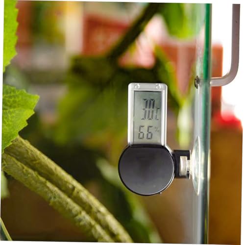 UKCOCO Suction Cup Thermometer Hygrometer Digital Humidity Indoor Temperature Display for Reptile Terrarium Bedroom Home Use Black