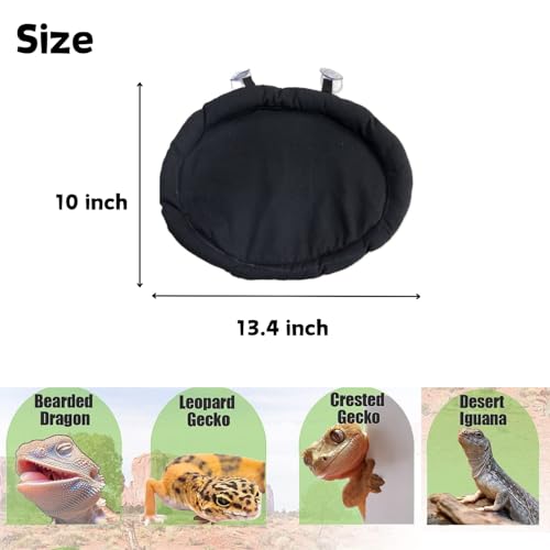 Bearded Dragon Bed Soft Mat with Suction Cup Bearded Dragon Sleep Cushion Washable for Travel Reptile Tank Accessories Small Animal Carrier for Lizard Leopard Gecko (Black)