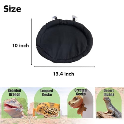Bearded Dragon Bed Soft Mat with Suction Cup Bearded Dragon Sleep Cushion Washable for Travel Reptile Tank Accessories Small Animal Carrier for Lizard Leopard Gecko (Black)