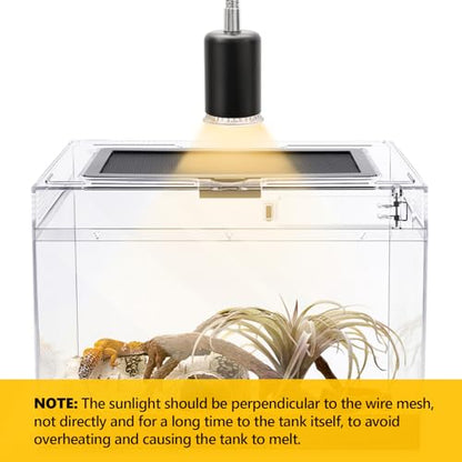 HELIME Reptile Polycarbonate Terrarium Kit 7 Piece Starter Habitat for Tarantula,Lizards,Frogs,Geckos,or Hermit Crabs,Tank with Escape-Proof Locking Lid,Light,Hygrometer,Hide,Tweezer,Bowl,Sprayer L - size: Large(15.6x8x10IN)