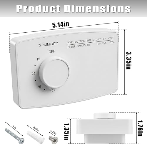 4655 24 VAC Control Switch Replacement for Manual Humidistat Humidifier Manual Water Saver Furnace Humidifier (White)