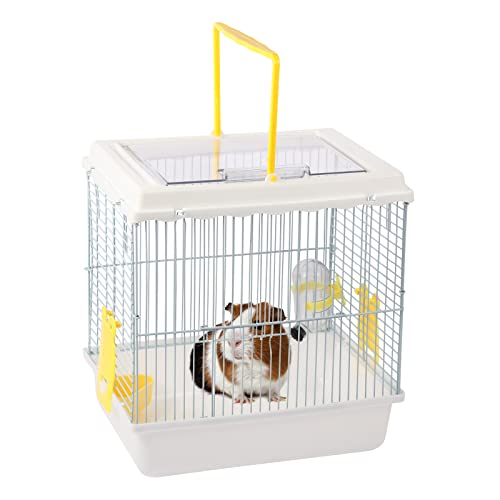 Hamster Travel Portable Carrier Cage Small Animal Carry Case with Water Bottle&foodbowl& for Dwarf Hamster,Ferrets,Hedgehog,Chinchilla(White)