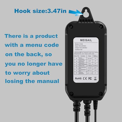 Temperature Controller Digital Heating Plug in Thermostat for Reptiles, Home Brewing Fermentation Incubation, US Specification 1100W