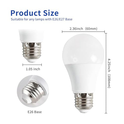 3PK Full Spectrum Light Bulbs, 9W, 6000K Natural Light That Mimic Sunlight, Boosts Mood, Energy, Focus, A19, Sunlike Happy Light Bulbs with E26/27 Base for Most Lamps - size: 3PK