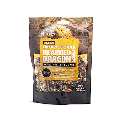 Fluker's Grub Bag Calcium Fortified Treats, All Natural Omnivore Blend Packed with Protein, Fruits, and Vegetables, for Bearded Dragons and Reptiles, 4 oz