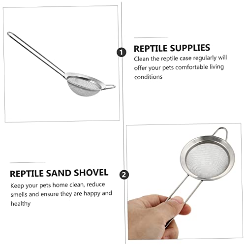 2PCS Stainless Steel Reptile Sand Shovel Lizard Litter Cleaner Fine Mesh for Substrate Sifting Suitable for Tortoise and Desert Lizard Waste Cleanup