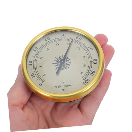 BESPORTBLE Gold Hygrometer Thermometer with 2% Rh Resolution and 2.5 Accuracy Level, No Battery Required, Stainless Steel and Glass Material, for Surface Mount in Offices or Reptile