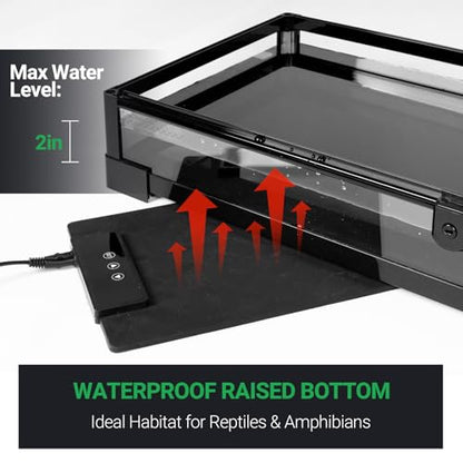 Tempered Glass Reptile Tank, 30x12x12 Inch Front Opening Terrarium with Top Screen Ventilation & Water-Holding Bottom, 20 Gallon Reptile Enclosure for Snake, Leopard Gecko, Bearded Dragon