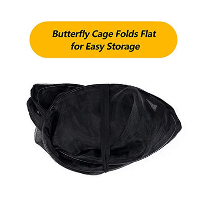 30" Heavy Duty Monarch Butterfly Habitat, Outdoor Collapsible Insect Mesh Cage Terrarium Pop-up with Zipper Protection and Unzip Bottom - size: 15 x 15 x 30 inches