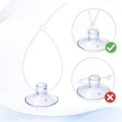 JJUNW 40 Pcs Aquarium Suction Cups, Fish Tank Suction Cups with Zip Ties, Adjustable Cables Set Fish Tank Tools for Holding Airline Tubing Decorations Shrimp Nests and Reptile Hammocks