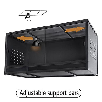 Stackable Space Efficient Reptile Terrarium 120 Gallon 4x2x2FT Large PVC Enclosure Breeding Tank for Bearded Dragon Gecko Lizard Snake, with Front Opening Tempered Glass Door