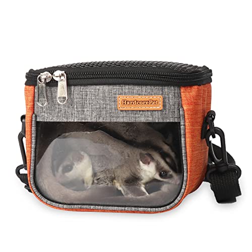 Small Pet Carrier Bag, Breathable & Portable – Small Animal Travel Bag with Detachable Strap Zipper for Sugar Glider, Hamster, Rat，Gerbils (Orange) - color: orange
