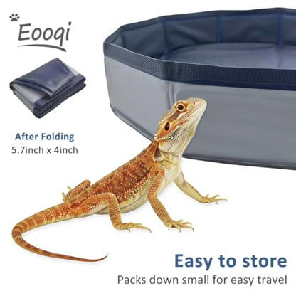 Eooqi Foldable Bearded Dragon Bathtub, Collapsible Reptile Bath Pool & Small Pet Water Tub, Portable Hard-Side Reptile Swimming Pool for Bearded Dragons, Hedgehogs and Hamsters (Gray, 19 x 3.5 in) - color: Gray