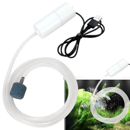 Tiny Water Pump, Noiseless Submersible Water Pump with Stable Air Release, 5V Fish Charging Fishing Oxygenator USB Meet Oxygen Demand for Fishing Carrying Seafood - color: White