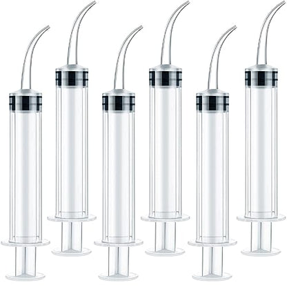 6 Pack Dental Irrigation Syringe, Wisdom Teeth Syringes with Curved Tip for Tooth - size: No-Scale-6