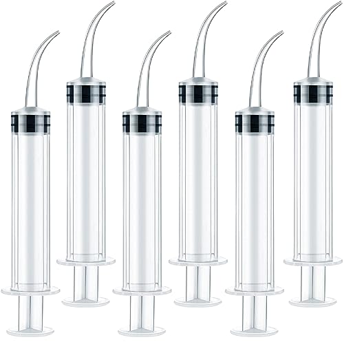 6 Pack Dental Irrigation Syringe, Wisdom Teeth Syringes with Curved Tip for Tooth - size: No-Scale-6