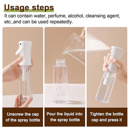 Fine Continously Mist Spray Bottle (10.1oz/300ml) for Body moisturizer Hair styling Cleaning Garden plant care etc.,Hair Mister Misting Continuous Mist Spray Bottle,2Pcs (Black+White) - color: Black+White