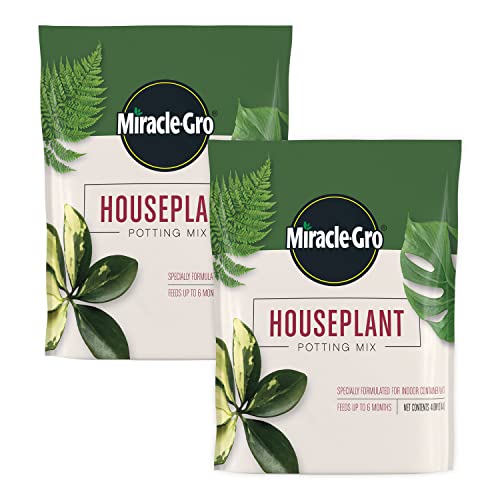 Miracle-Gro Houseplant Potting Mix, 4 qt. (2-Pack) | Fertilized Indoor Plant Soil for Containers, Designed to be Less Prone to Gnats - size: 2 Pack, style: Houseplant