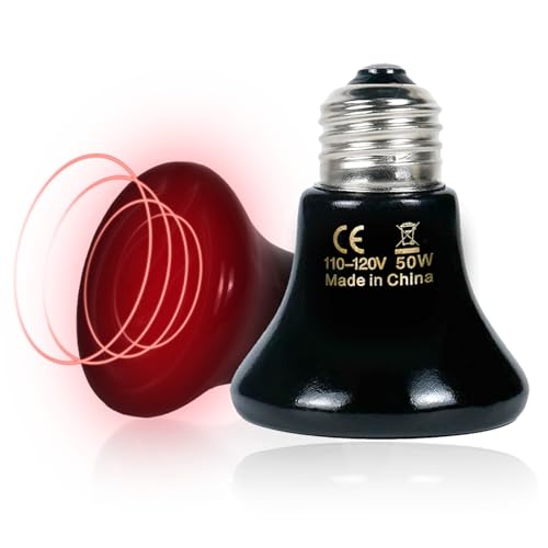 50W Non-Light Ceramic Heat Emitter (2-Pack 0.2inch-60mm) Reptile Heat Lamp for Terrariums, Brooders & Incubators. E26 for Turtle Lizard Bearded Dragon Snake Small Pets - color: 50 Watt, size: 60 mm