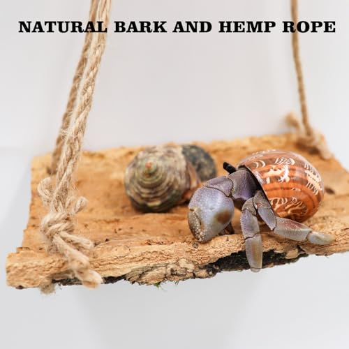 Hermit Crab Climbing Toy, Natural Wooden Reptile Swing Toy, Pet Cage Tank Aquarium Accessories for Hermit Crab Lizard Chameleon Hamster Guinea Pig Chinchilla Bird Parrot - size: Small-5.9 × 3.9 Inch